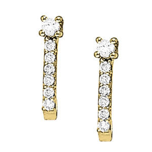 Round Diamond J-Hoops Earrings