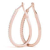 14K Rose Gold Diamond Hoop Earrings