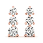 14K Rose Gold 0.35ctw Round Diamond Three-Stone Earrings
