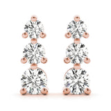 14K Rose Gold 0.35ctw Round Diamond Three-Stone Earrings