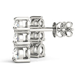 0.50 CTW Round Diamond Three Stone Earrings
