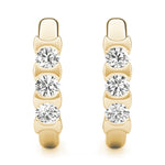 14K Yellow Gold Round Diamond Three Stone Earring