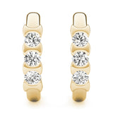 14K Yellow Gold Round Diamond Three Stone Earring
