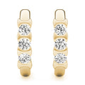 18K Yellow Gold Round Diamond Three Stone Earring