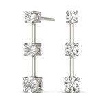 0.50 CTW Round Diamond Three Stone Earrings