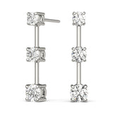 0.50 CTW Round Diamond Three Stone Earrings