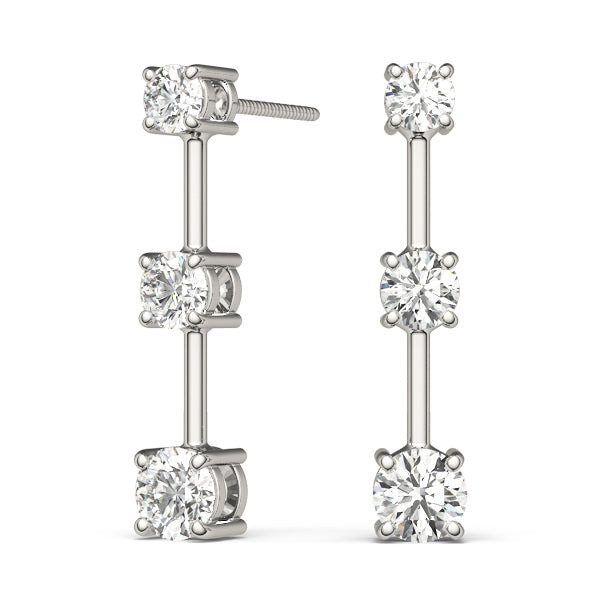 0.50 CTW Round Diamond Three Stone Earrings
