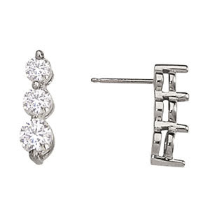 0.6 CTW Round Diamond Three Stone Earrings