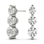 0.6 CTW Round Diamond Three Stone Earrings