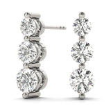 0.6 CTW Round Diamond Three Stone Earrings