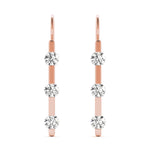 14K Rose Gold Round Diamond Three Stone Earring Set