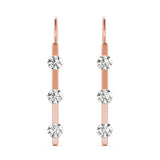14K Rose Gold Round Diamond Three Stone Earring Set