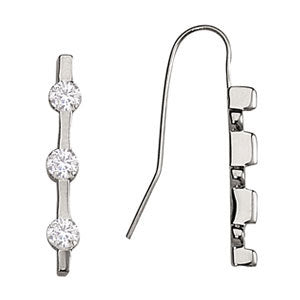 Round Diamond 3-Stone Stud Earrings