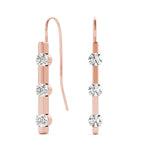 14K Rose Gold Round Diamond Three Stone Earring Set