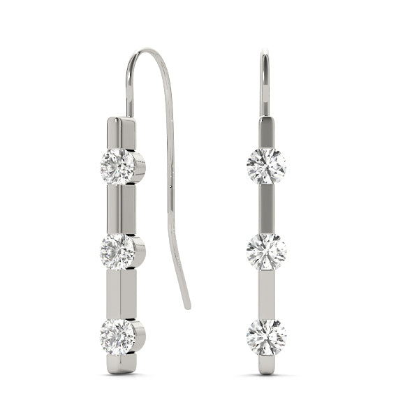 Round Diamond 3-Stone Stud Earrings