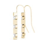 14K Yellow Gold Round Diamond Three Stone Earring