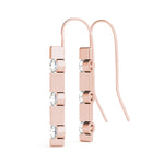 14K Rose Gold Round Diamond Three Stone Earring Set