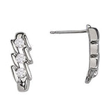 Round Diamond 3-Stone Stud Earrings