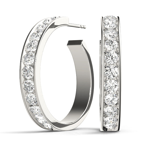 Round Diamond Hoop Earrings