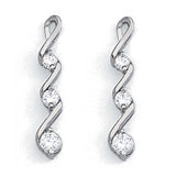 0.10 CTW Round Diamond Three Stone Earrings