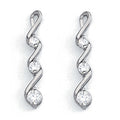 0.10 CTW Round Diamond Three Stone Earrings