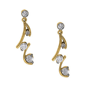 14K Yellow Gold Round Diamond Earrings