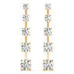 14K Yellow Gold Round Diamond Earrings