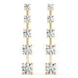 14K Yellow Gold Round Diamond Earrings