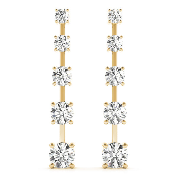 14K Yellow Gold Round Diamond Earrings