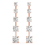 14K Rose Gold Round Diamond Earrings