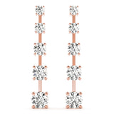 14K Rose Gold Round Diamond Earrings