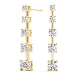 14K Yellow Gold Round Diamond Earrings