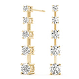 14K Yellow Gold Round Diamond Earrings