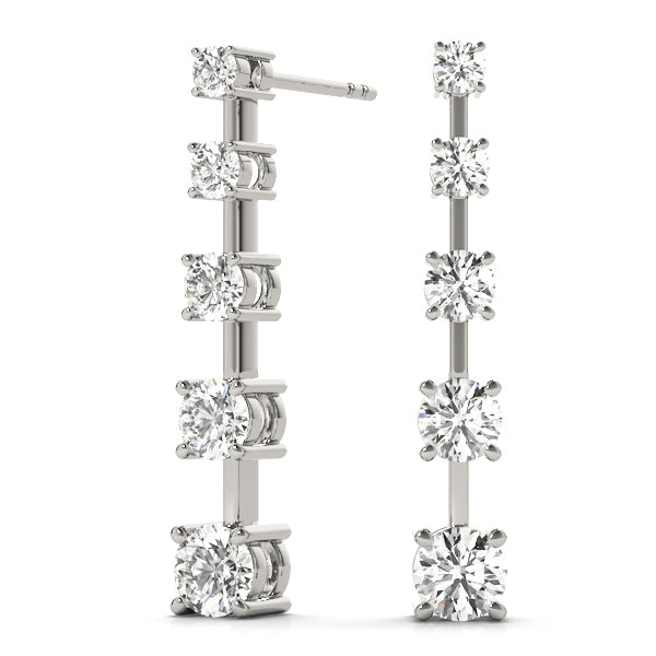 Round Diamond Journey Stud Earrings