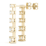 14K Yellow Gold Round Diamond Earrings