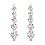 14K Rose Gold Round Diamond Earrings