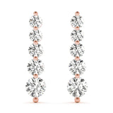 14K Rose Gold Round Diamond Earrings