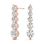 14K Rose Gold Round Diamond Earrings