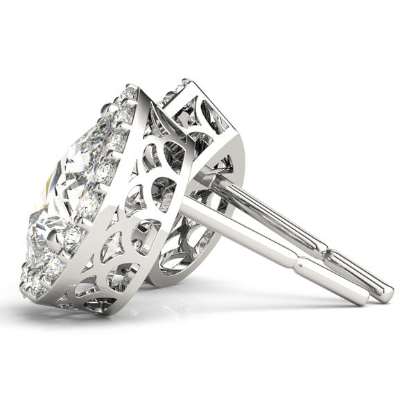 Diamond Halo Round Earrings