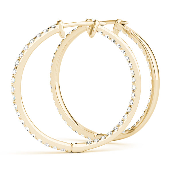 14K Yellow Gold Round Diamond Fashion Earrings
