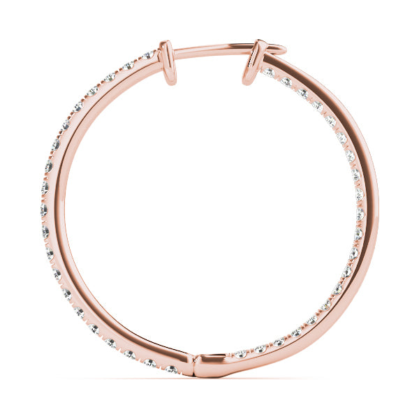 14K Rose Gold Diamond Fashion Hoop Earrings