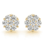14K Yellow Gold Round Diamond Drop Earrings