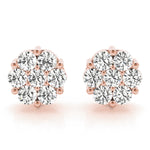 14K Rose Gold Round Diamond Fashion Earrings