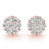 14K Rose Gold Round Diamond Fashion Earrings