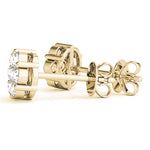 14K Yellow Gold Round Diamond Drop Earrings