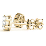 14K Yellow Gold Round Diamond Drop Earrings