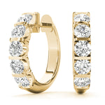 14K Yellow Gold Diamond Hoop Earrings - 1 CT Total