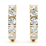 14K Yellow Gold Diamond Hoop Earrings - 1 CT Total