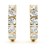 14K Yellow Gold Diamond Hoop Earrings - 1 CT Total