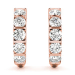 14K Rose Gold Diamond Hoop Earrings